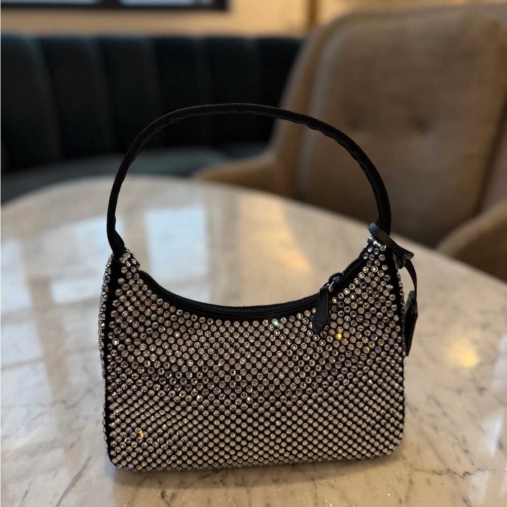 PRADA Satin Crystal Mini Re-Edition 2000 Bag Cristal - Picture 6 of 15